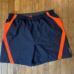 Reebok Mens XL Running Shorts Athletic Gym Workout Blue Orange Accents